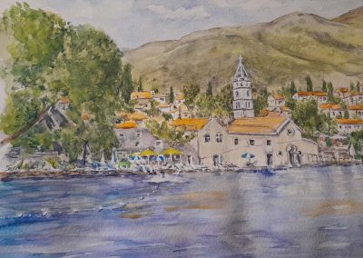 Joyce Carpenter - Croatian Coastline - Watercolour - £125 - 15" x 19"