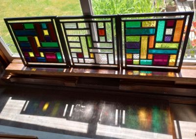 Mary Corkery - Trio of panels – Three traditional stained glass panels – 21cm x 21cm each