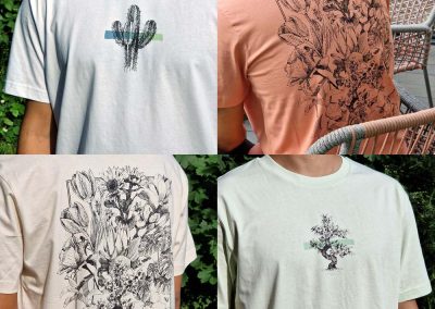Raman Uppal - The Botanical Line T-Shirts - Sizes XS-XL 4 plant options on 4 colours - Screenprint on 100% Organic Cotton - £28 