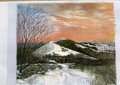 Phyllis Daniel - The Malvern Hills - Winter Sunset