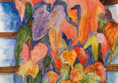 Jash Ghata-Aura - Autumn Leaves  - Watercolours (framed) -  30.5cm x 38cm  - £50 