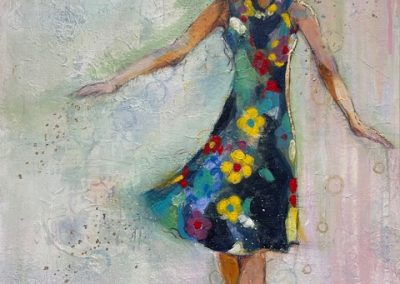 Lise Poulsen - Dancing in Circles - Mixed Media with Gold Leaf  50x40 £90.00