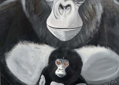 Elvis Hall - GORILLA  MOTHER AND BABY  - Acrylics  - £220 - 3FT X 2FT