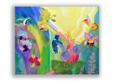 By Johanne Narayn - Hummingbird Harmony 50cm x 40cm Acrylics on linen £300