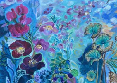 Naji Mehr - Blue Flower -Acrylic - £75-30-40cm