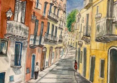 Jash Ghata-Aura - Street in Sicily - Mixed media  - 33cm x 43 cm  £80 