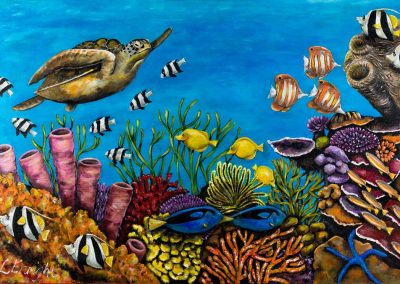 Lisa Enright - Coral Reef  100cm x 60cm  acrylic on stretch canvas  nfs/SOLD