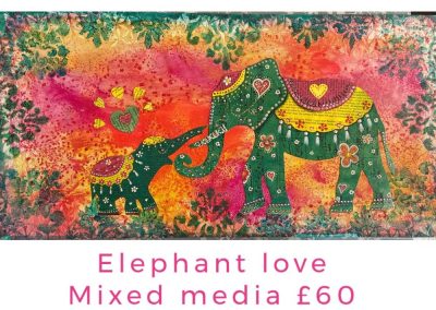 Elephant Love By Benita Ambrose - Mixed Media SOLD