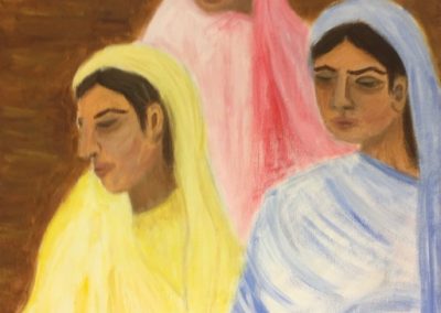 Three Sisters - By Manjit Kaur Panesar - Acrylic On Canvas 40cm x52cm £65