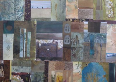 Pagham Harbour by Christine Rodrigues mixed media collage-24x24in NFS