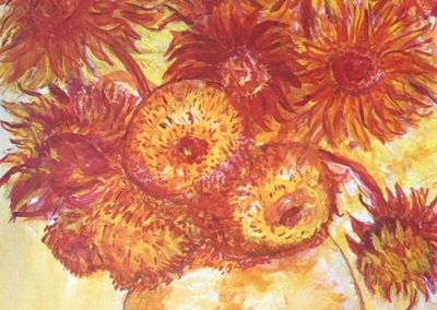Sunflowers - By Sylvia Sawyer - Acrylic and Pen