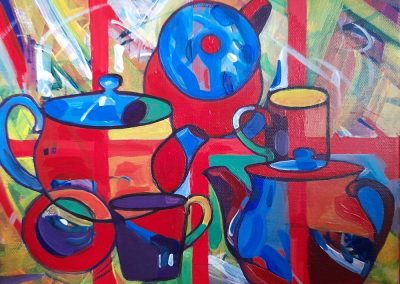 Teacups and Teapots, Carla Hedstrand, Acrylic, £35, unframed canvas