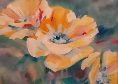 Yellow floral, Carla Hedstrand, Oil, sold, unframed canvas